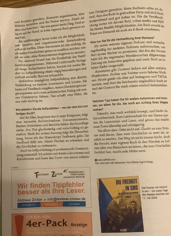 Zweite Seite des Interviews mit S.D. Foik